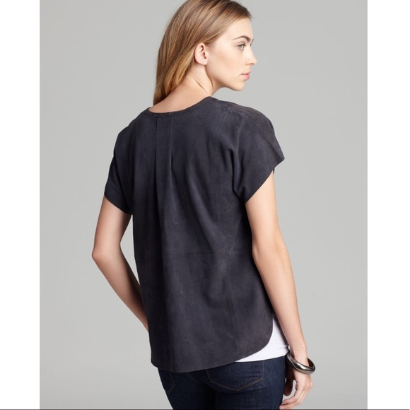 Vince Half Placket Suede Top - Picture 2 of 5